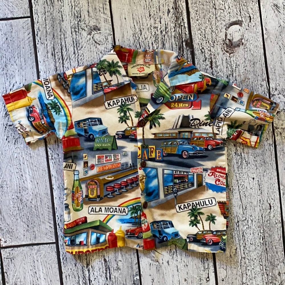 Vintage Hawaiian shirt travel vacation shirt fits like 2t IMO Hawaii island